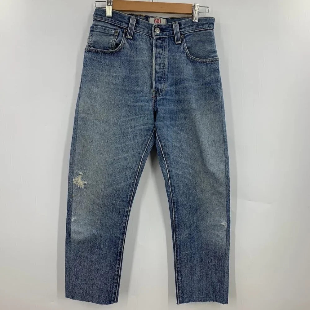 Levi's Women's Original 501 Cotton Straight Leg Button Fly Cropped Size 32‎